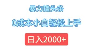 （12068期）暴力撸头条，0成本小白轻松上手，日入2000+-大象聊项目