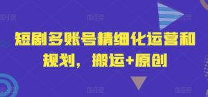 短剧多账号精细化运营和规划，搬运+原创-大象聊项目