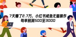 （12192期）7天收了2.7万，小红书咸鱼无脑操作，每单利润500至3000-大象聊项目