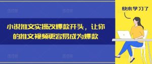 小说推文实操改爆款开头，让你的推文视频更容易成为爆款-大象聊项目