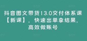 抖音图文带货13.0交付体系课【新课】，快速出单拿结果，高效做账号-大象聊项目