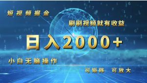 （12347期）短视频掘金，刷刷视频就有收益.小白无脑操作，日入2000+-大象聊项目