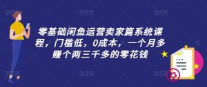 零基础闲鱼运营卖家篇系统课程，门槛低，0成本，一个月多赚个两三千多的零花钱-大象聊项目