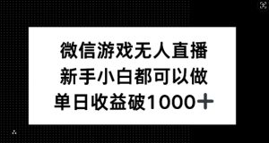 微信游戏无人直播，新手小白都可以做，单日收益破1k【揭秘】-大象聊项目