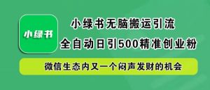 小绿书无脑搬运引流，全自动日引500精准创业粉，微信生态内又一个闷声发财的机会【揭秘】-大象聊项目