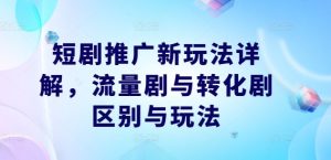 短剧推广新玩法详解，流量剧与转化剧区别与玩法-大象聊项目