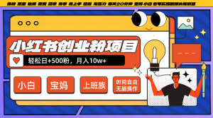 小红书创业粉日+500,月入10W+,无脑操作,每天20分钟-大象聊项目