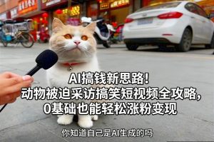 AI搞钱新思路！动物被迫采访搞笑短视频全攻略，0基础也能轻松涨粉变现-大象聊项目