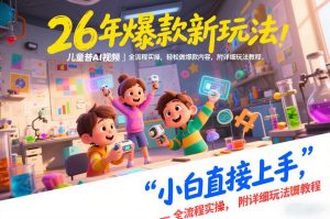 26年爆款新玩法，儿童科普AI视频，全流程实操，轻松做爆款内容，小白直接上手，附详细玩法教程-大象聊项目