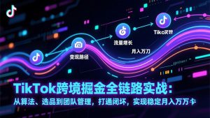 TikTok跨境掘金全链路实战：从算法、选品到团队管理，打通闭环，实现稳定月入万刀-大象聊项目