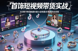 首饰短视频带货实战，从0到1带你跑通抖音小店和图文带货的全流程-大象聊项目