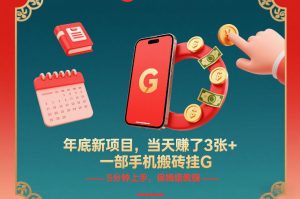 年底新项目,当天賺了3张+,一部手机搬砖挂G,5分钟上手,保姆级教程【揭秘】-大象聊项目