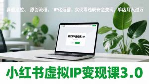 小红书虚拟IP变现课3.0，赛道定位、原创流程、IP化运营，实现零违规安全变现，单店月入过万-大象聊项目