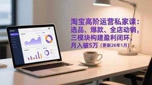 淘宝高阶运营私家课：选品、爆款、全店动销，三模块构建盈利闭环，月入破5万(更新26年1月-大象聊项目
