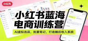 小红书蓝海电商训练营:AI虚拟选品,批量笔记,打造睡后收入系统-大象聊项目