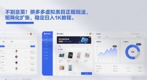 不割韭菜！拼多多虚拟类目正规玩法，矩阵化扩张，稳定日入1K教程【揭秘】-大象聊项目