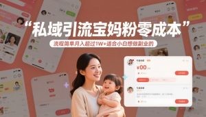 私域引流宝妈粉零成本流程简单月入超过1W+适合小白想做副业的-大象聊项目