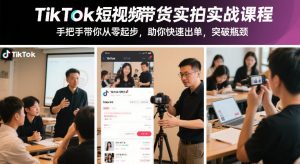 TikTok短视频带货实拍实战课程，手把手带你从零起步，助你快速出单，突破瓶颈-大象聊项目