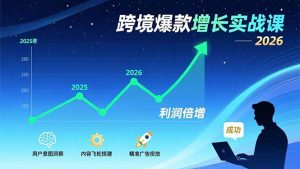 跨境爆款增长实战课，教授用户意图洞察、内容飞轮搭建、精准广告投放，助力卖家2026年利润倍增-大象聊项目