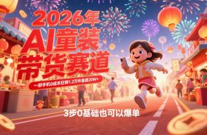 AI童装新春带货赛道，一部手机0成本狂销1.2万件喜提20W+，3步0基础也可以爆单-大象聊项目