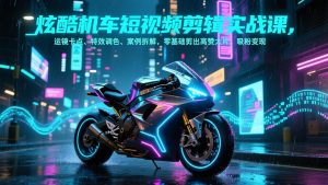 炫酷机车短视频剪辑实战课，运镜卡点、特效调色、案例拆解，零基础剪出高赞大片，吸粉变现-大象聊项目