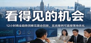 2026看得见的机会，12小时商业趋势洞察见面会回放，实战案例可直接落地优化-大象聊项目