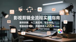 影视剪辑全流程实战指南，案例拆解、AI工具应用、专业调色，零基础到专业，月接单收入2万+-大象聊项目
