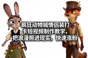 疯狂动物城情侣装打卡短视频制作教学，把浪漫照进现实，快速涨粉-大象聊项目