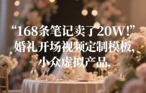 168条笔记卖了20W！婚礼开场视频定制模板，小众虚拟产品-大象聊项目