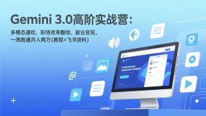 Gemini 3.0高阶实战营：多模态通吃、职场效率翻倍、副业变现，一周跑通月入两万(教程+飞书资料-大象聊项目
