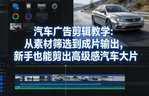 汽车广告剪辑教学:从素材筛选到成片输出,新手也能剪出高级感汽车大片-大象聊项目