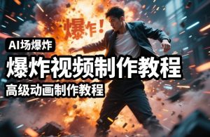AI场景爆炸视频制作教程，利用人物实拍视频制作出高级的动画特效-大象聊项目