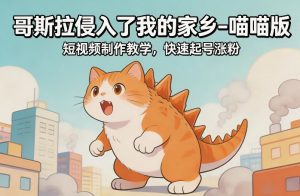 哥斯拉侵入了我的家乡–喵喵版短视频制作教学，快速起号涨粉-大象聊项目