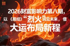 2026财富影响力第八期，以《易经》智慧洞见未来，借“离火”大运布局新程-大象聊项目