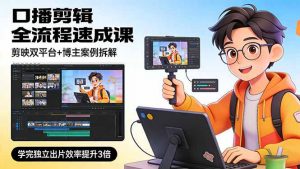 口播剪辑全流程速成课，剪映双平台+博主案例拆解，学完独立出片效率提升3倍-大象聊项目