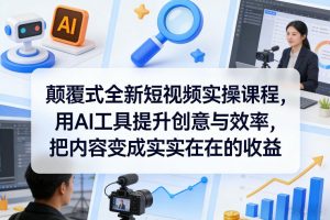 颠覆式全新短视频实操课程，用AI工具提升创意与效率，把内容变成实实在在的收益-大象聊项目