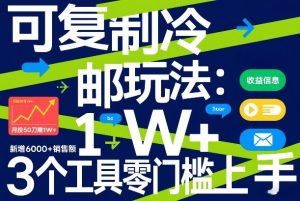 可复制冷邮件玩法:月投50刀賺1W+,新增6000+销售额,3个工具零门槛上手-大象聊项目