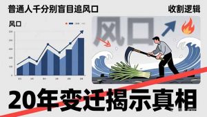 普通人千万别盲目追风口，20年变迁揭示真相，看懂收割逻辑才能避免成为接盘侠-大象聊项目