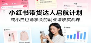 小红书带货达人启航计划：纯小白也能学会的副业增收实战课-大象聊项目