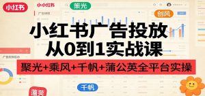 小红书广告投放从0到1实战课:聚光+乘风+千帆+蒲公英全平台实操-大象聊项目