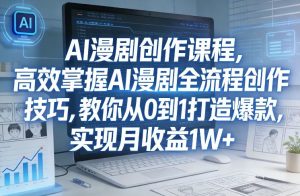 某社群AI漫剧创作课程,高效掌握AI漫剧全流程创作技巧,教你从0到1打造爆款,实现月收益1W+-大象聊项目