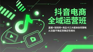 抖音电商全域运营班：直播×短视频×商品卡三大载体协同策略，从流量不确定到确定性增长-大象聊项目