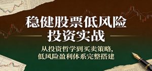 稳健股票低风险投资实战:从投资哲学到买卖策略,低风险盈利体系完整搭建-大象聊项目
