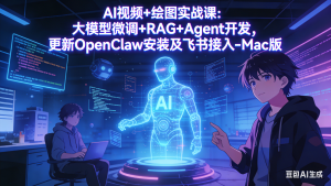 AI视频+绘图实战课：大模型微调+RAG+Agent开发，更新OpenClaw安装及飞书接入-Mac版-大象聊项目
