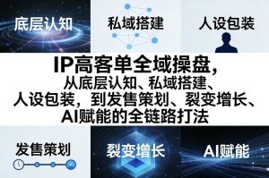 IP高客单全域操盘，从底层认知、私域搭建、人设包装，到发售策划、裂变增长、AI赋能的全链路打法-大象聊项目