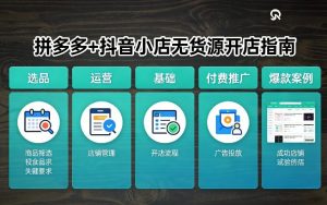 拼多多+抖音小店无货源开店，包括：选品、运营、基础、付费推广、爆款案例等(更新26年3月)-大象聊项目