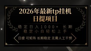 2026年最新tp挂机日提项目：稳定日入1000+小白轻松上手-大象聊项目