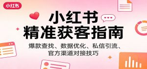 小红书精准获客指南：爆款查找、数据优化、私信引流、官方渠道对接技巧-大象聊项目
