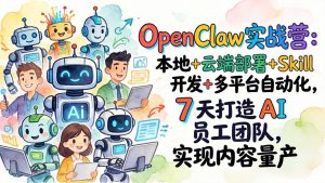 OpenClaw实战营：本地+云端部署+Skill开发+多平台自动化，7 天打造 AI 员工团队，实现内容量产-大象聊项目