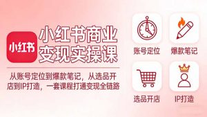 小红书商业变现实操课：从账号定位到爆款笔记，从选品开店到IP打造，一套课程打通变现全链路-大象聊项目